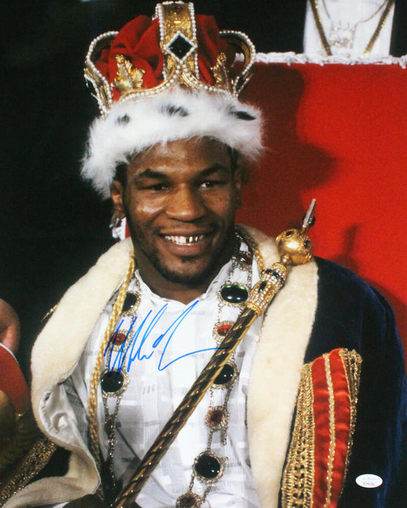 Mike Tyson Autographed 16x20 with Crown Photo-JSA W *Blue Image 1