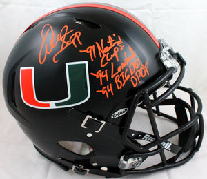 Warren Sapp Signed F/S Miami Hurricanes Black Speed Authentic Helmet W/3Insc.-Beckett W Hologram *Orange Image 1