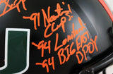 Warren Sapp Signed F/S Miami Hurricanes Black Speed Authentic Helmet W/3Insc.-Beckett W Hologram *Orange Image 2