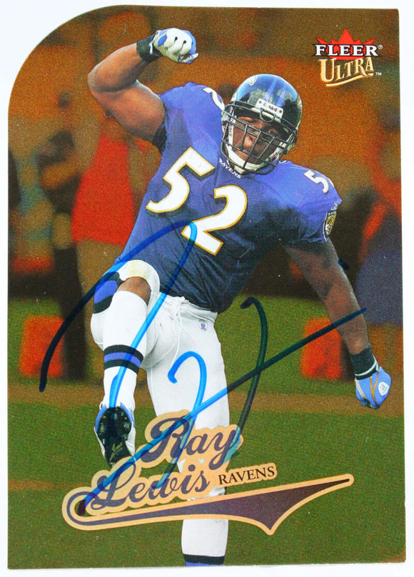 2004 Fleer Ultra Gold #74 Ray Lewis Baltimore Ravens Autograph Beckett Witness  Image 1