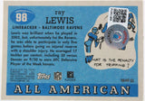 2003 Topps All American #98 Ray Lewis Baltimore Ravens Autograph Beckett Witness  Image 2