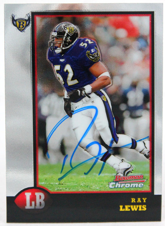 1998 Bowman Chrome #172 Ray Lewis Baltimore Ravens Autograph Beckett Witness  Image 1