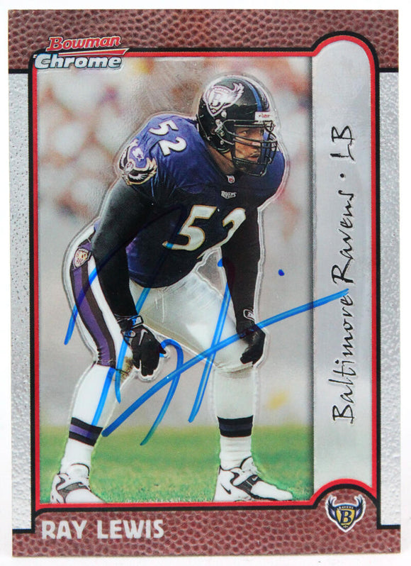 1999 Bowman Chrome #27 Ray Lewis Baltimore Ravens Autograph Beckett Witness  Image 1