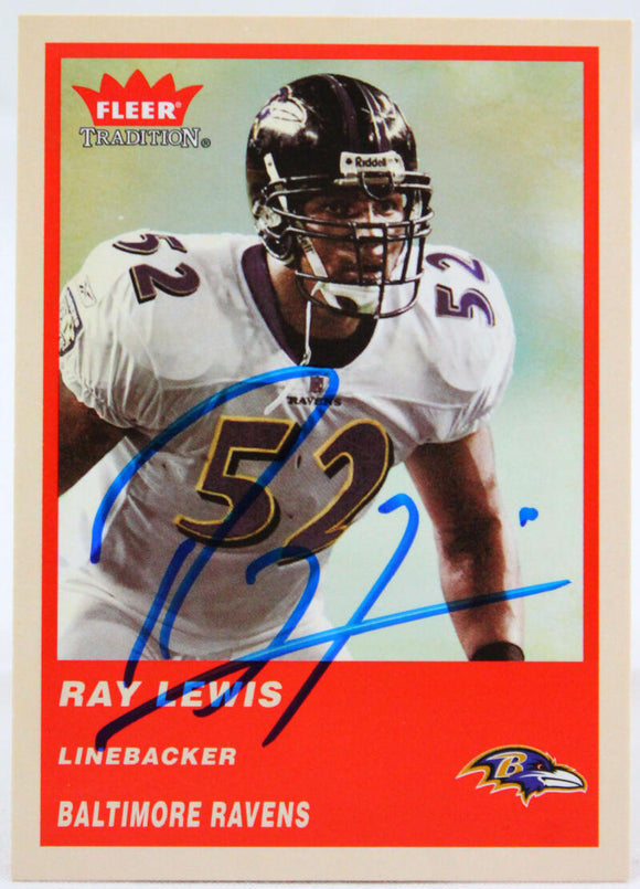 2004 Fleer #118 Ray Lewis Baltimore Ravens Autograph Beckett Witness  Image 1