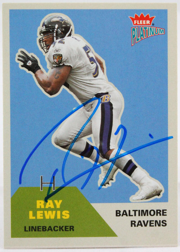 2002 Fleer #46 Ray Lewis Baltimore Ravens Autograph Beckett Witness  Image 1