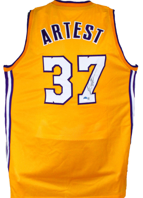 Ron Artest Autographed Yellow Los Angeles Jersey-Beckett W Hologram *Black Image 1