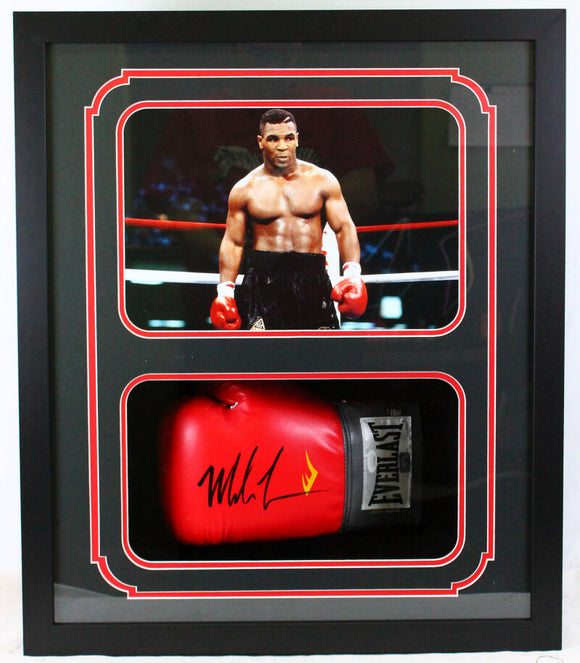 Mike Tyson Autographed Shadow Box Red EverfreshBoxing Glove #2- JSA W Auth *left Image 1