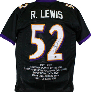 Ray Lewis Autographed Black Pro Style STAT Jersey-Beckett W Hologram *Black Image 1