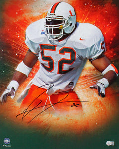 Ray Lewis Signed Miami Hurricanes Framed 16x20 Stretched Canvas- BA W Holo *Black Image 1