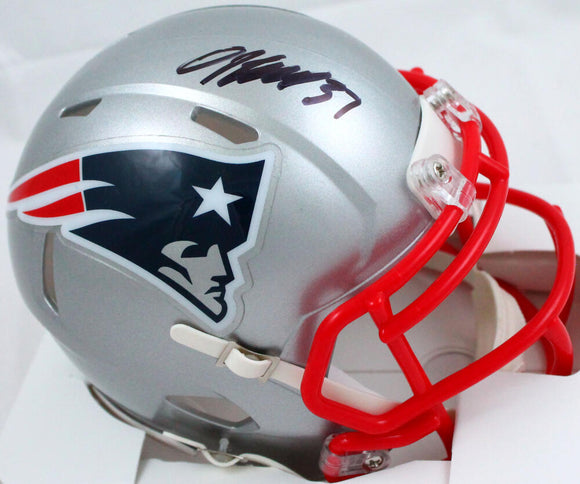 Damien Harris Autographed New England Patriots Speed Mini Helmet-Beckett W Hologram *Black Image 1