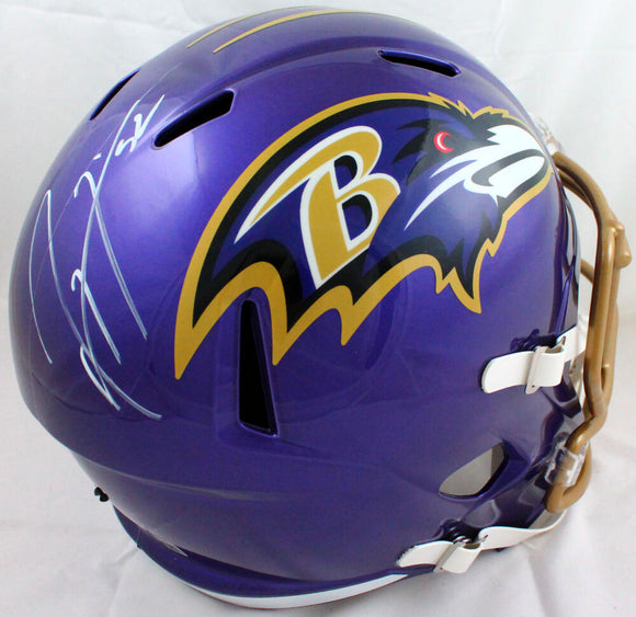 Ray Lewis Autographed Baltimore Ravens F/S Flash Speed Helmet-Beckett W Hologram *White Image 1
