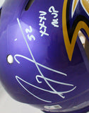 Ray Lewis Autographed Baltimore Ravens F/S Flash Speed Authentic Helmet w/2 Insc.-Beckett W Hologram *White Image 2