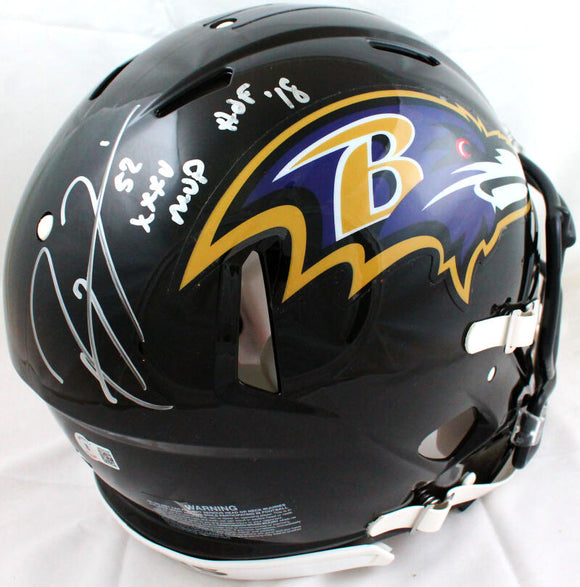Ray Lewis Autographed Baltimore Ravens F/S Speed Authentic Helmet w/2Insc.-Beckett W Hologram *Silver Image 1