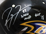 Ray Lewis Autographed Baltimore Ravens F/S Speed Authentic Helmet w/2Insc.-Beckett W Hologram *Silver Image 2