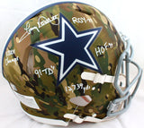 Tony Dorsett Autographed Dallas Cowboys F/S Camo Speed Authentic Helmet w/5 Stats- Beckett W Hologram *White Image 1