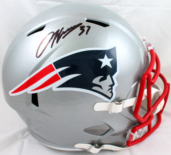 Damien Harris Autographed New England Patriots F/S Speed Helmet-Beckett W Hologram *Black Image 1