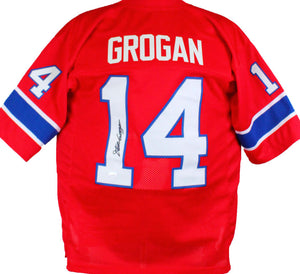 Steve Grogan Autographed Red Pro Style Jersey -JSA W *Black Image 1