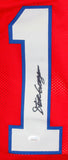 Steve Grogan Autographed Red Pro Style Jersey -JSA W *Black Image 2