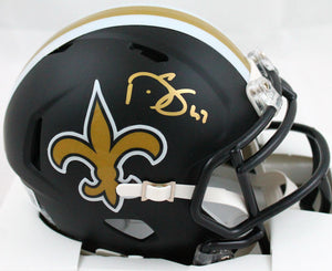 Darren Sproles Autographed New Orleans Saints Flat Black Speed Mini Helmet- Beckett W Hologram *Gold Image 1