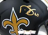 Darren Sproles Autographed New Orleans Saints Flat Black Speed Mini Helmet- Beckett W Hologram *Gold Image 2