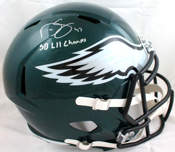 Darren Sproles Autographed Philadelphia Eagles F/S Speed Helmet w/SB Champs-Beckett W Hologram *Silver Image 1