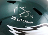 Darren Sproles Autographed Philadelphia Eagles F/S Speed Helmet w/SB Champs-Beckett W Hologram *Silver Image 2
