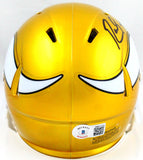 Randy Moss Autographed Minnesota Vikings Flash Speed Mini Helmet-Beckett W Hologram *Black Image 3