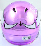 Randy Moss Autographed Minnesota Vikings Chrome Speed Mini Helmet-Beckett W Hologram *White Image 3