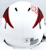 Randy Moss Autographed Patriots Lunar Speed Mini Helmet-Beckett W Hologram *Red Image 3