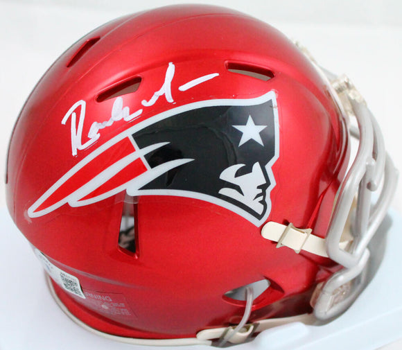 Randy Moss Autographed Patriots Flash Speed Mini Helmet-Beckett W Hologram *White Image 1