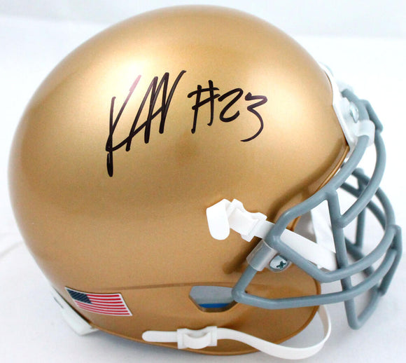 Kyren Williams Autographed Notre Dame Schutt Mini Helmet-Beckett W Hologram *Black Image 1