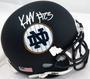 Kyren Williams Autographed Notre Dame Schutt Blue Alt. Mini Helmet-Beckett W Hologram *Silver Image 1
