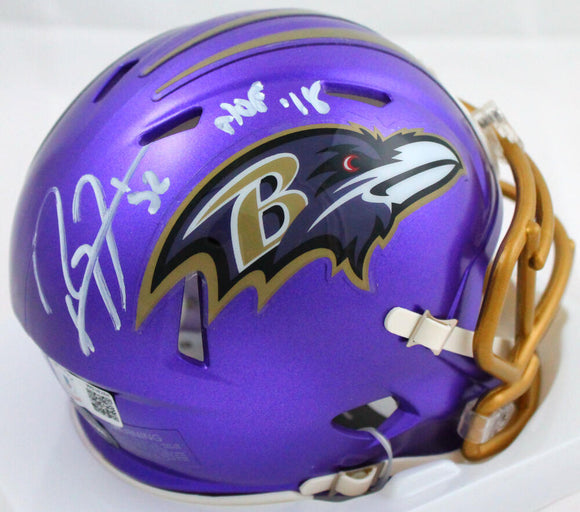 Ray Lewis Autographed Baltimore Ravens Flash Speed Mini Helmet w/HOF-Beckett W Hologram*White Image 1