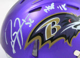 Ray Lewis Autographed Baltimore Ravens Flash Speed Mini Helmet w/HOF-Beckett W Hologram*White Image 2