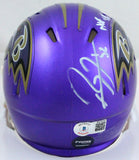 Ray Lewis Autographed Baltimore Ravens Flash Speed Mini Helmet w/HOF-Beckett W Hologram*White Image 3