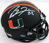 Ray Lewis Autographed Miami Hurricanes Black Schutt Mini Helmet- Beckett W Hologram *Silver Image 1
