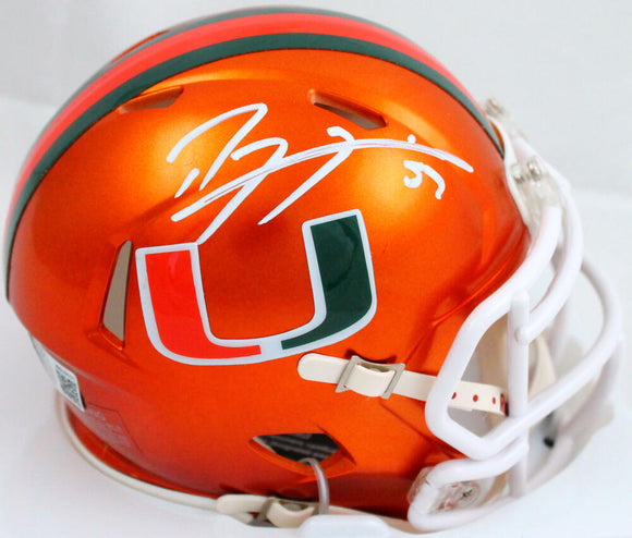 Ray Lewis Autographed Miami Hurricanes Flash Speed Mini Helmet-Beckett W Hologram *White Image 1