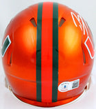 Ray Lewis Autographed Miami Hurricanes Flash Speed Mini Helmet-Beckett W Hologram *White Image 3