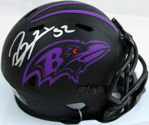 Ray Lewis Autographed Baltimore Ravens Eclipse Speed Mini Helmet-Beckett W Hologram*Silver Image 1