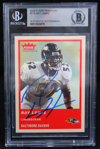 2004 Fleer Tradition #118 Ray Lewis Auto Ravens Autograph Beckett Auth Image 1