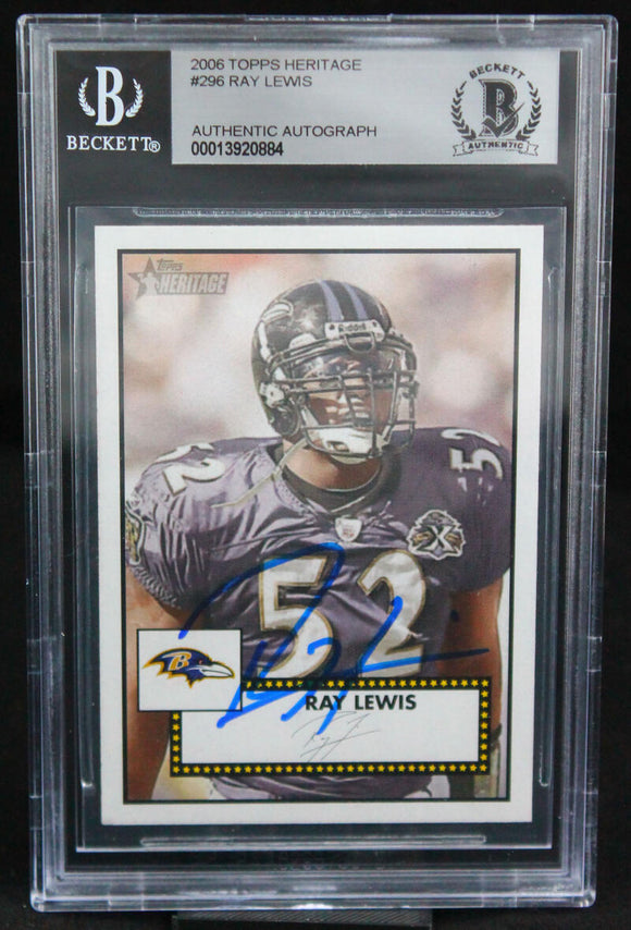 2006 Topps Heritage #296 Ray Lewis Auto Baltimore Ravens Autograph Beckett Auth Image 1