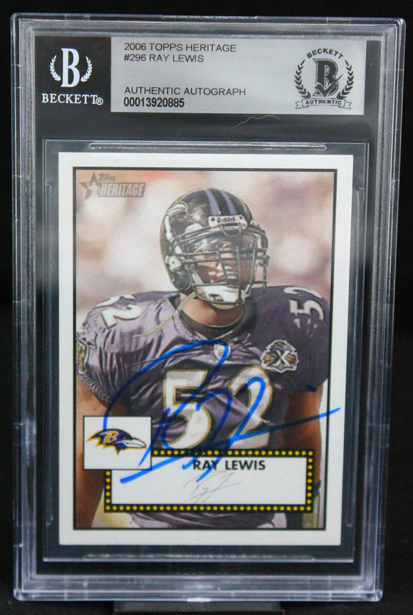 2006 Topps Heritage #296 Ray Lewis Auto Baltimore Ravens Autograph Beckett Auth Image 1