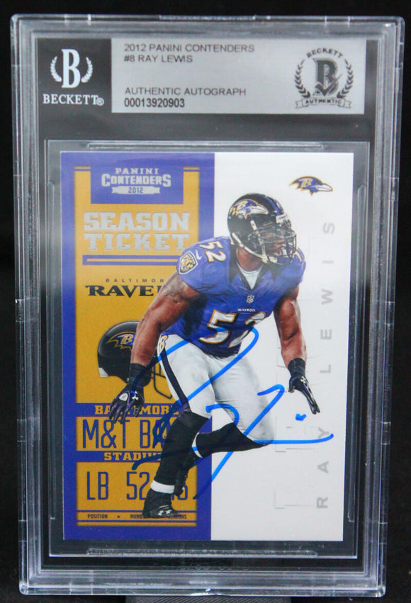 2012 Panini Contenders #8 Ray Lewis Auto Ravens Autograph Beckett Auth Image 1