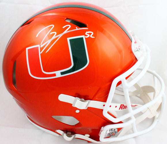 Ray Lewis Autographed Miami Hurricanes F/S Riddell Flash Speed Authentic Helmet-Beckett W Hologram *White Image 1