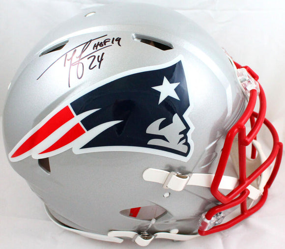 Ty Law Autographed Patriots F/S Speed Authentic Helmet w/HOF-Beckett W Hologram *Black Image 1