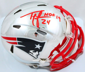 Ty Law Autographed New England Patriots Chrome Speed Mini Helmet w/HOF-Beckett W Hologram *Red Image 1