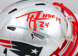 Ty Law Autographed New England Patriots Chrome Speed Mini Helmet w/HOF-Beckett W Hologram *Red Image 2