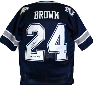 Larry Brown Autographed Blue Pro Style Jersey W/ SB MVP- JSA W *Black Image 1