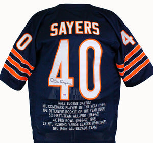 Gale Sayers Autographed Blue Pro Style Jersey-PSA/DNA Auth *4