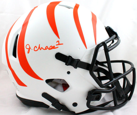 Ja'Marr Chase Autographed Cincinnati Bengals Lunar F/S Speed Authentic Helmet -Beckett W Hologram *Orange Image 1